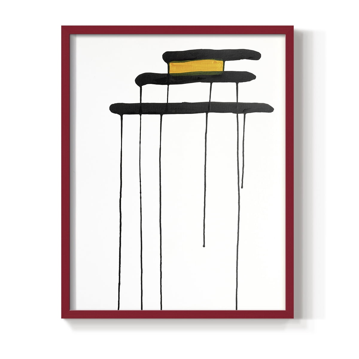 Golden Waterfall II in Red Solid Wood 11 x 14 Framed Print