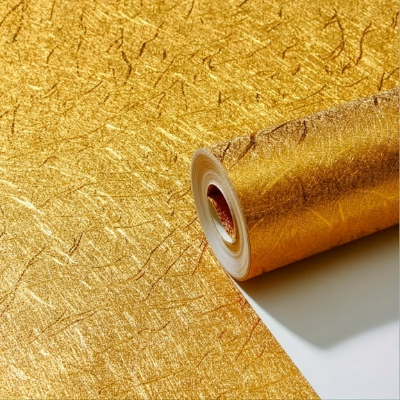 Golden Waterproof Foil Wallpaper -Thick Hotel KTV Bars TV Backdrop Living Room Wallpaper - 1.73'W x 30.35'L