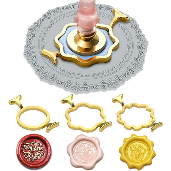 Golden Wax Seal Molds for Mailroom, Metal Wax Sealer Love Heart Round Shape for Craft Adhesive Gift Envelope Invitation Sealing, Envelopes & Mailing Supplies