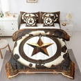 thumbnail image 1 of Golden Western Texas Star Bed in a Bag King 7 Pieces,Bull Cattle Cow Print Cowhide Comforter Set Reversible Grunge Brown Farm Animals Design,Soft Breathable Bedding Sets with Comforter,Sheets, 1 of 5