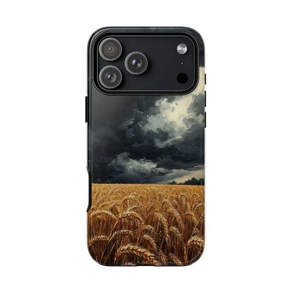 Golden Wheat Field Storm Cloud Scene Case for iPhone 11-17 Pro Max