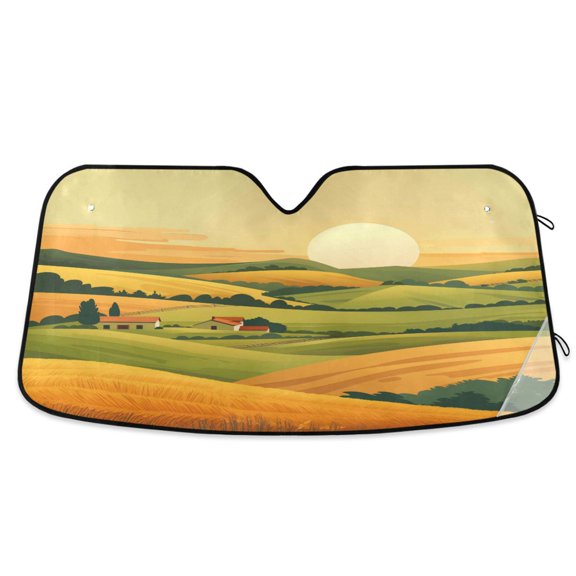 Golden Wheat Fields Car Windshield Sun Shade Foldable Car Front Window Visor Heat and UV Protection 53x23.5