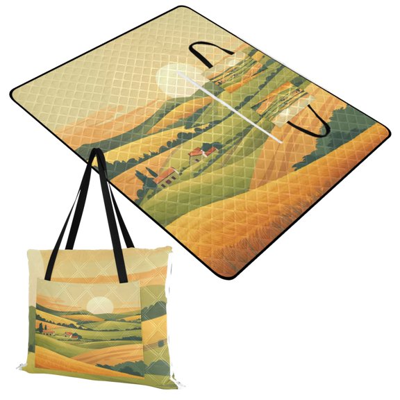Golden Wheat Fields Extra Large Picnic Beach Blanket Waterproof Sand Proof Portable Outdoor Mat 60x80
