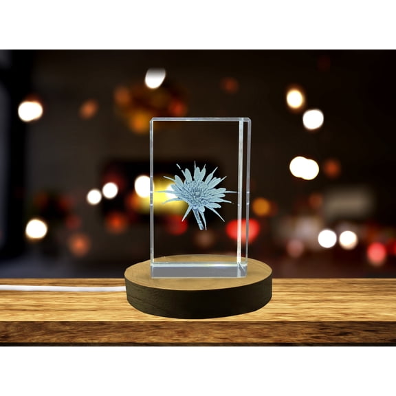 Golden Whimsy: 3D Engraved Crystal Yellow Salsify