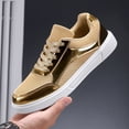 thumbnail image 1 of Golden & White Casual Sneakers - Stylish Low Top Sneakers |Golden White Sneakers|Laceup Closure with Lace-Up Closure, Mesh & Microfiber Upper, EVA Sole, All-Season Comfort, Casual Wear Sneakers, 1 of 9