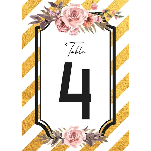 Golden White Stripe 75 Pcs Table Number Cardss Wedding Ceramony Engagement Events Parties Birthday With Head Table 4x6 Inch