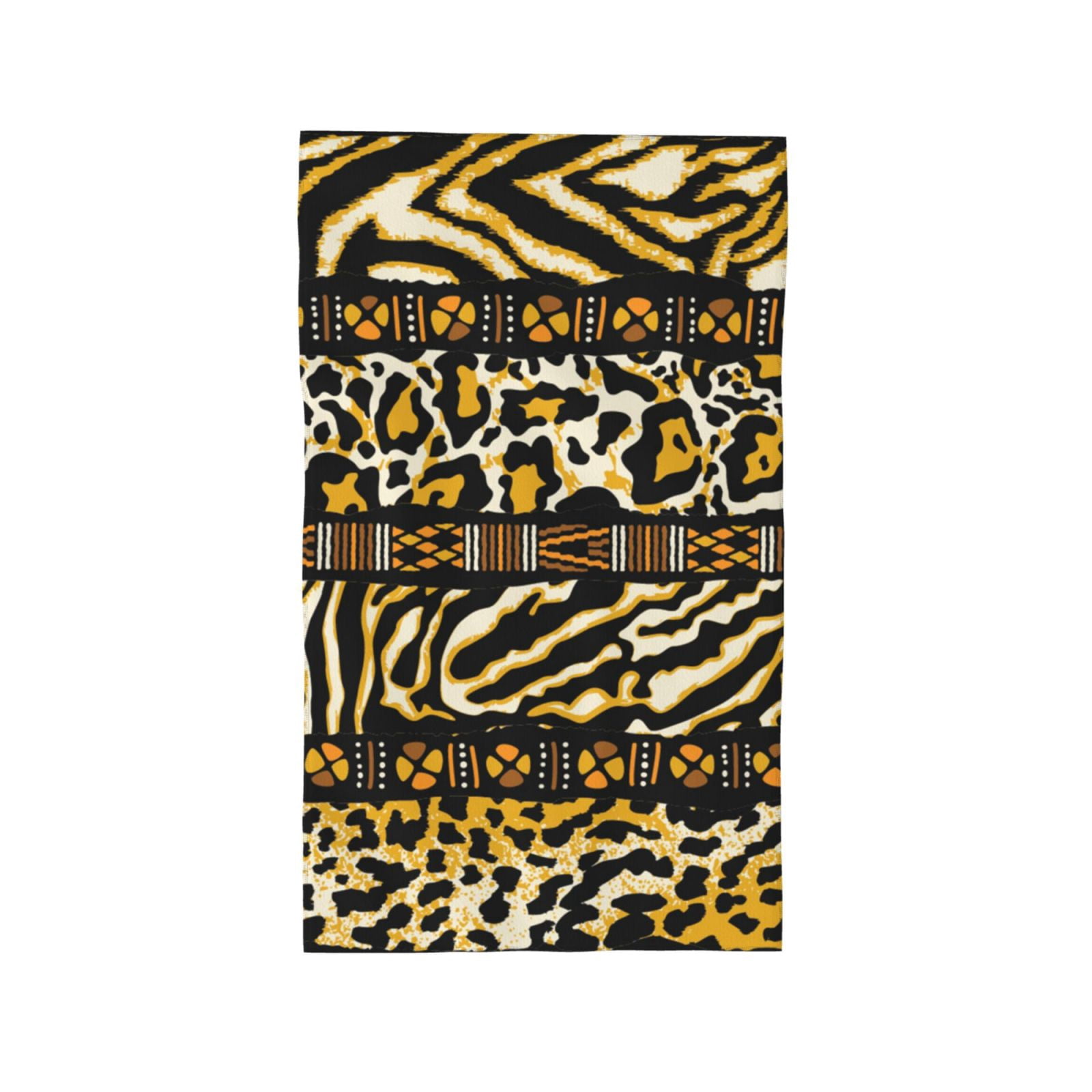 Golden Wild Animal Skins With African Tribal Motifs 27.5" x 16" Ultra Soft Hand Towel, Face Wash Cloth for Bathroom, Gym, Travel, Pool