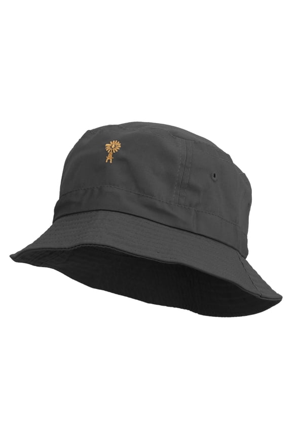 Golden Windmill Farming Embroidered Bucket Hat - Black OSFM