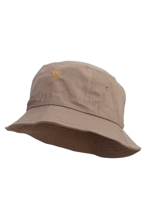 Golden Windmill Farming Embroidered Bucket Hat - Khaki OSFM
