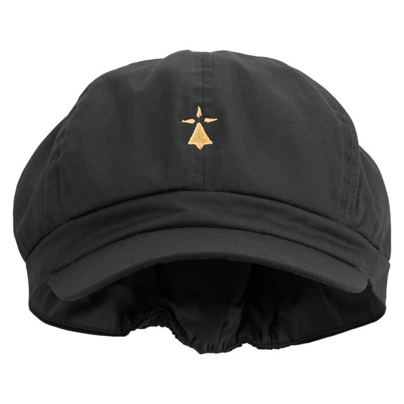 Golden Windmill Sign Embroidered Cotton Elastic Big Size Newsboy Cap - Black XL-2XL