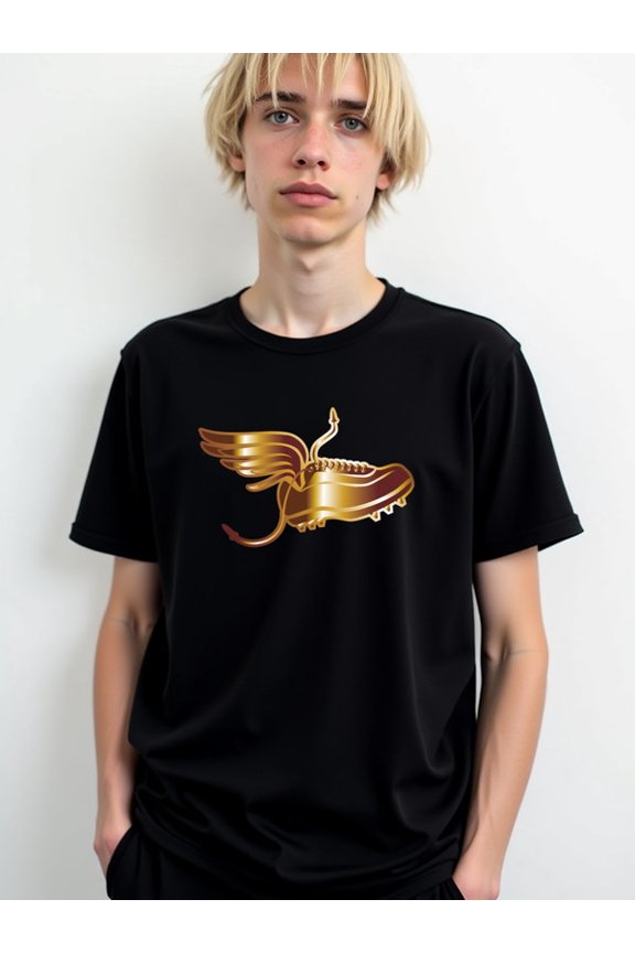 Golden Winged Shoe Tee Mens graphic t shirts black funny graphic tees Hip-hop streetwear t shirts For summer Fall Retro Unisex Shirt Printed tshirts