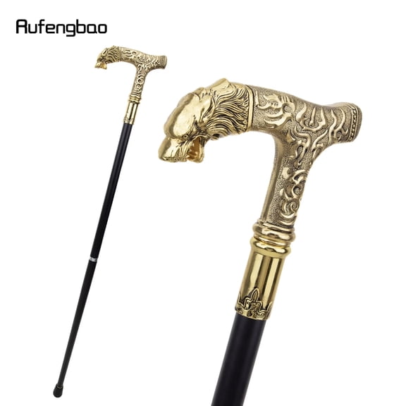 Golden Wolf Handle Luxury Pattern Walking Stick Party Fashion Elegant Walking Stick Decorative Cospaly Cane Knob Crosier 90cm