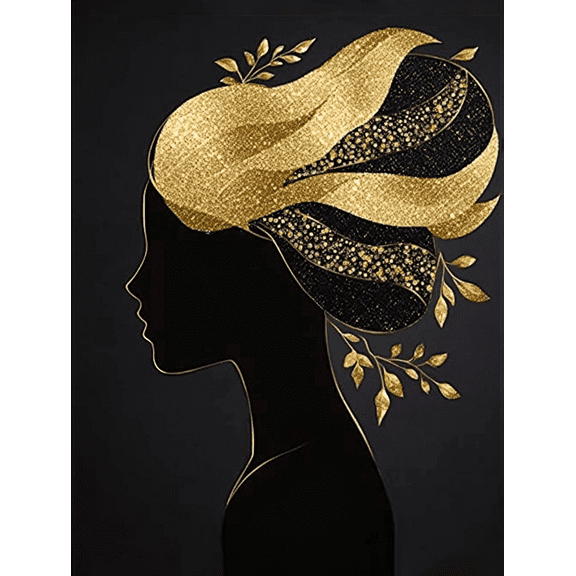 Golden Woman Portrait Decorative Painting/Canvas Art Suitable for Living Room Bedroom Office Hotel Lobby Dining Room Study Roomor as a Stylish Wall Accent with Abstract Gold Foil Woman Art.
