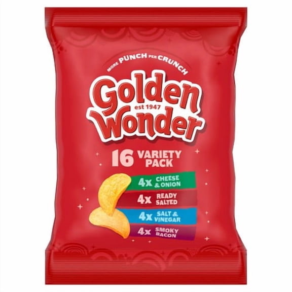 Golden Wonder Variety Crisps Multipack 16 x 25g, British Import (Pack of 3)