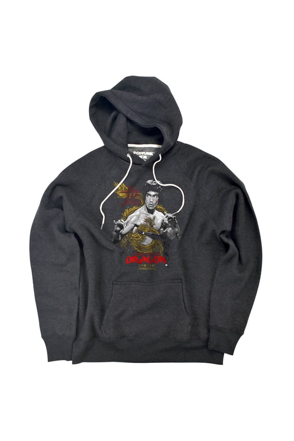 Golden Year of the Dragon Unisex Adult Slim Fit Pull-Over Heather Hoodie, Charcoal, Small