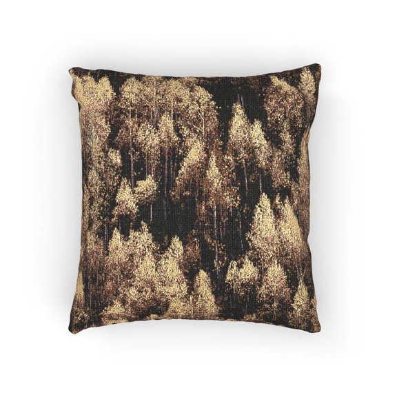 Golden Yellow Autumn Aspen Forest Decorative Woven Pillow, 17 x 18 in, Cotton-Polyester Shell, Nature Accent