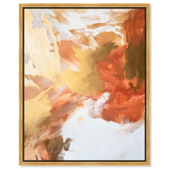 Golden Yellow Citrus Burst I Canvas Abstract Earth Tone by Art Remedy, Gold Frame, 16 x 20