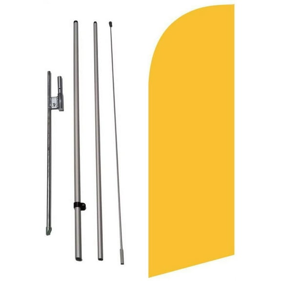 Golden Yellow Color Medium Size Feather Banner Swooper Flag Sigh with Flag Pole Kit and Ground Spike, 8 feet Tall