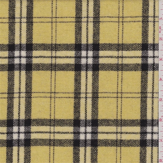 Golden Yellow Plaid Wool Suiting, Fabric Sold By the Yard
