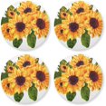 thumbnail image 1 of Golden Yellow Sunflowers Drinks Coasters, Non-Scratch Cork Base Round Cups Mats for for Wooden Coffee Table, Cool Housewarming Gift for Home Decor, 1 of 7