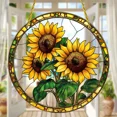 thumbnail image 1 of Golden Yellow Sunflowers Suncatcher | Water Ripple Acrylic | Faux Stained Glass Hanging Decor | Floral Gift, 1 of 7