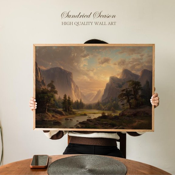 Golden Yosemite Valley Sunset Mountain Scenic National Park Decor, Unframed Paper Poster 8x10in