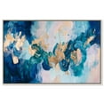 thumbnail image 1 of Golden and Aqua Land Canvas Blue Abstract Art by Art Remedy, Silver Frame, 36" x 24", 1 of 1