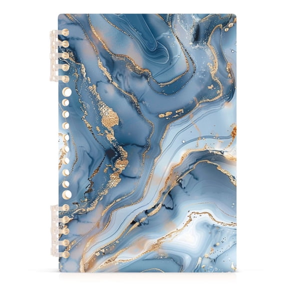 Golden and Blue Marble Spiral Journal Notebook College Ruled Notebook 8.3" x 5.7" A5 Lined Thick Paper Page