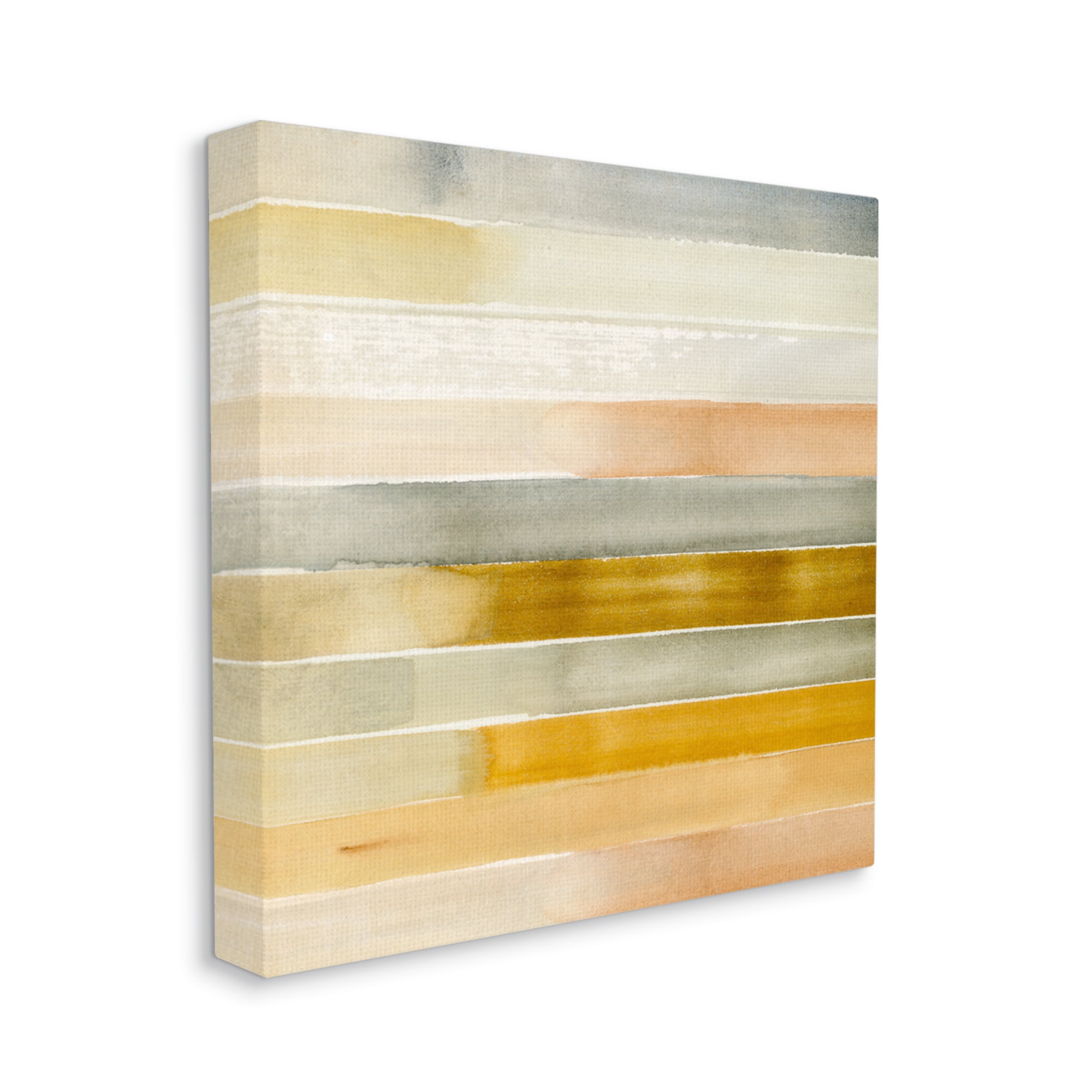 Golden and Green Ombre Stripes Geometric Abstraction Abstract Gallery-Wrapped Canvas Print Wall Art, 17x17