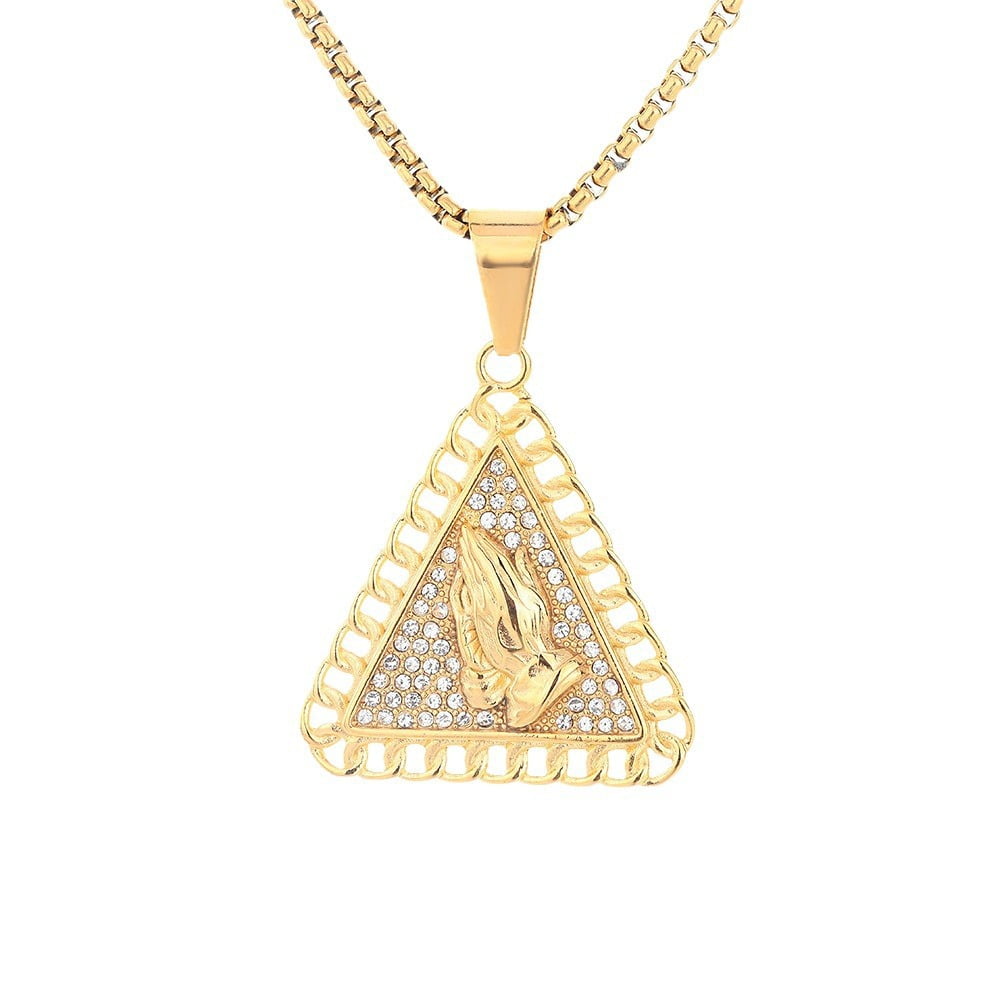 Hip Hop Punk Cross Necklace - Large Gold Rhinestone Pendant On Rope Chain For Men & Women 3 thumbnail image