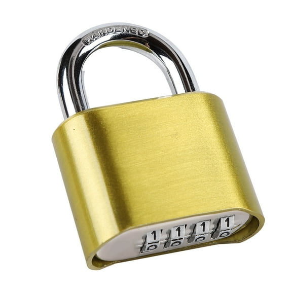 Golden combination lock, 4-digit padlock, used for storage of sports lockers, fences, toolboxes, boxes and buckle cabinets in school gymnasiums (1 pack).