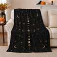 thumbnail image 1 of Golden decorative theme With Stars And Constellations, Cozy Flannel Blanket with Celestial Line Art Print, Housewarming Gift for Celestial art enthusiasts, Home Decor for Bedroom and Living Room, 1 of 7