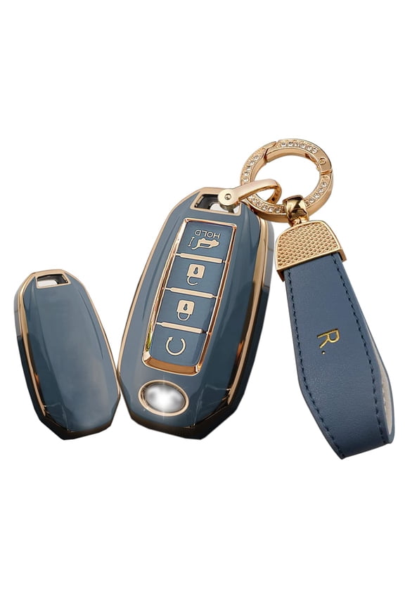 4 Button Key Fob Cover for Infiniti QX60 QX50 Q50 Q60 Keyless Full Protection Key Case Shell with Bling Keychain