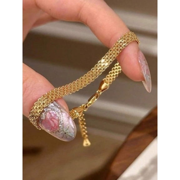 Golden elegant stainless steel silver braided bracelet, perfect for Valentine's Day, anniversaries, and everyday fashion wear