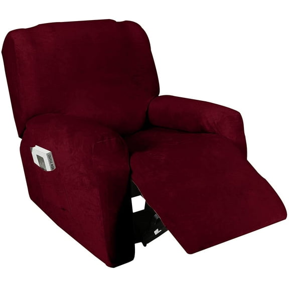 Golden linens One Piece Recliner Chair Cover, Fabric Stretch 4 Way Furniture Slipcovers with Remote Pocket, Furniture Protector, Fit Most Recliner Chairs, #JOLAN Burgundy