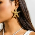 thumbnail image 1 of Golden starfish necklace with white rope chain, beach vacation jewelry accessory, 1 of 9