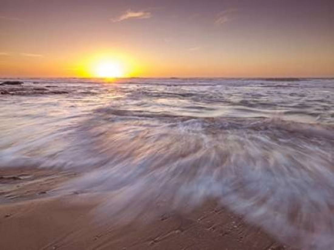 Golden sunset on beach Canvas Art - Assaf Frank (18 x 24)