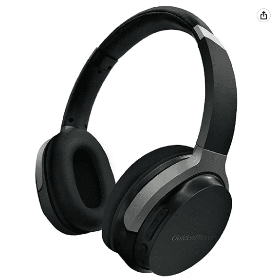 GoldenPlayer On Ear Bluetooth Headphones, 25 Hours Playtime Wireless Headphones with Microphone, Black