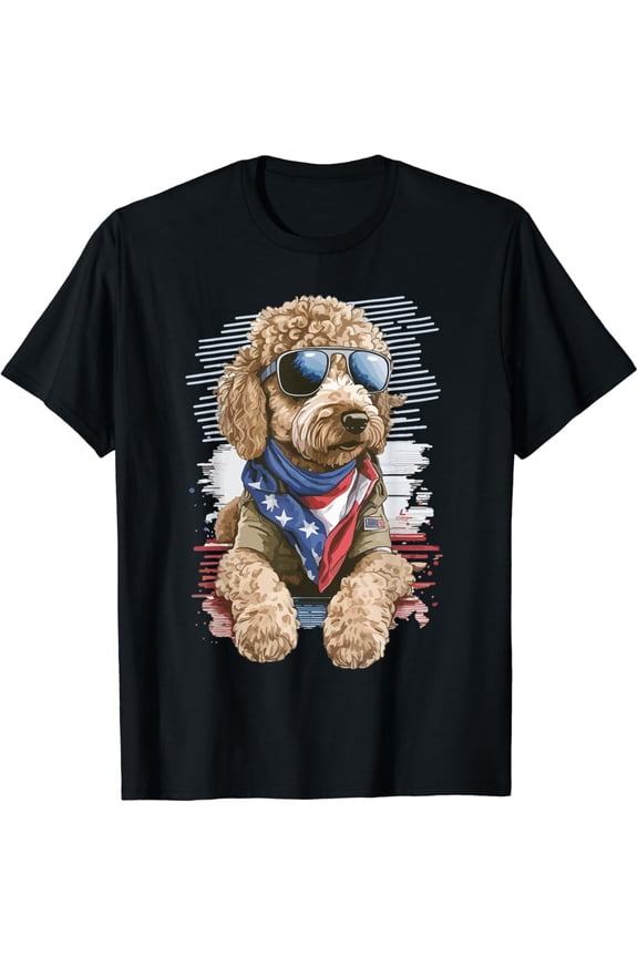 Goldendoodle 4Th Of July Patriotic Golden Doodle Dog T-Shirt