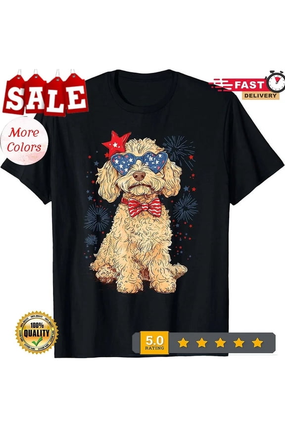Goldendoodle 4Th Of July Patriotic Golden Doodle Dog Women , Tee Design Preview Only, Vintage Birthday Gift