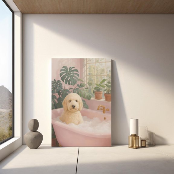 Goldendoodle Art Poster Doodle Dog Wall Decor Matte Home Decoration, Unframed Canvas 8x10in