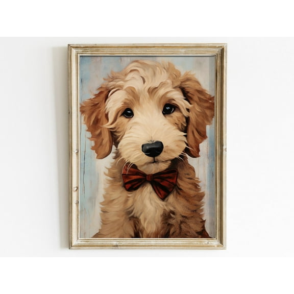 Goldendoodle Art Print, Vintage Dog Decor, Dog Portrait, Gift For Goldendoodle Dog Lovers & Owners, Dog Decor Wall Art, Modern Wall Decor, 24x36 UNFRAMED