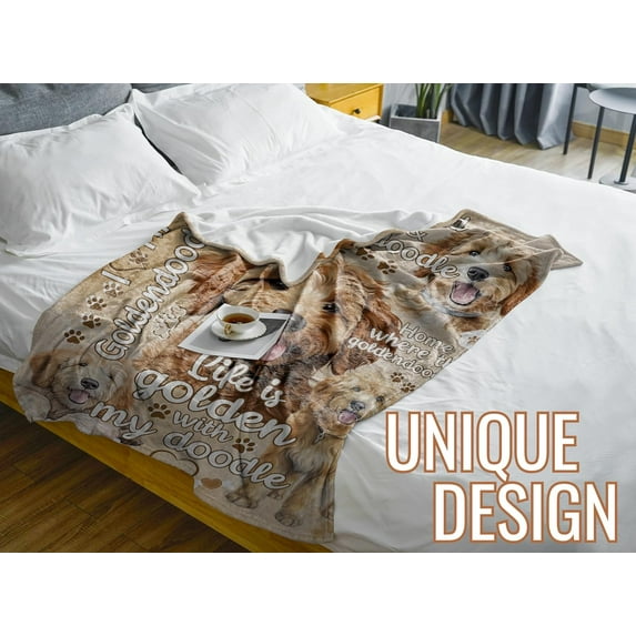 Goldendoodle Blanket Gifts for Goldendoodle Lover & Owner, Goldendoodle Gifts for Women & Men, Blanket for Goldendoodle Dog Mom & Dad, Soft Flannel Blanket, 60 x 50 inches