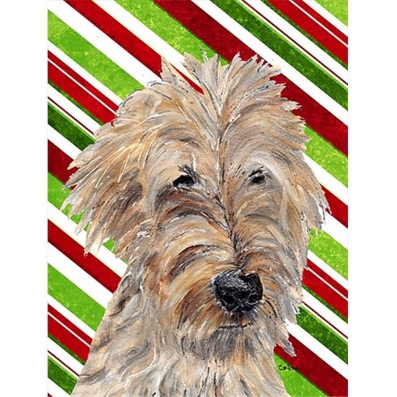 Goldendoodle Candy Cane Christmas Flag Garden Size