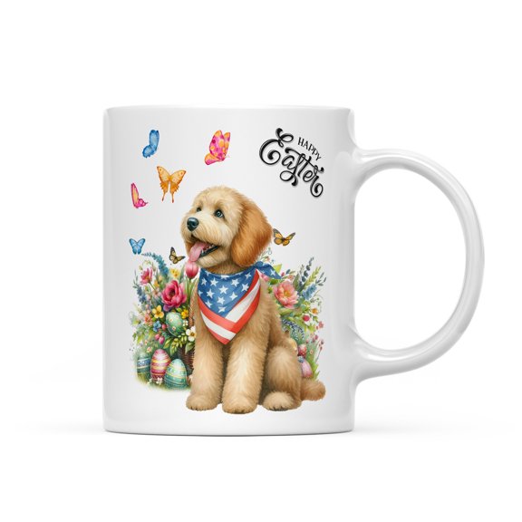 Goldendoodle Celebrates Spring and Enjoys a Happy Easter Mug Doodle Dog Lover Gifts Idea Coffee Tea Cup - 02001