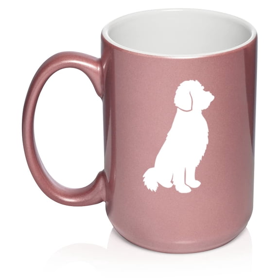 Goldendoodle Ceramic Coffee Mug Tea Cup Gift for Her, Him, Women, Men, Wife, Husband, Mom, Dad, Grandma, Family, Friend, Cute, Birthday, Housewarming, Anniversary, Puppy, Dog Lover (15oz Rose Gold)