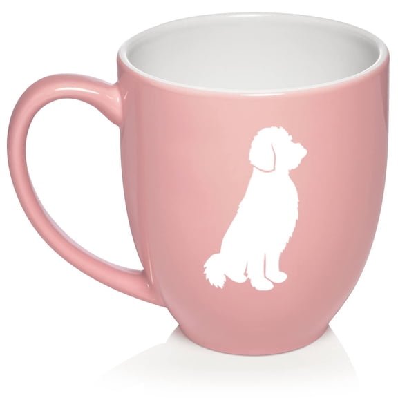 Goldendoodle Ceramic Coffee Mug Tea Cup Gift for Her, Him, Women, Men, Wife, Husband, Mom, Dad, Grandma, Family, Friend, Cute, Birthday, Housewarming, Anniversary, Puppy, Dog Lover (16oz Light Pink)