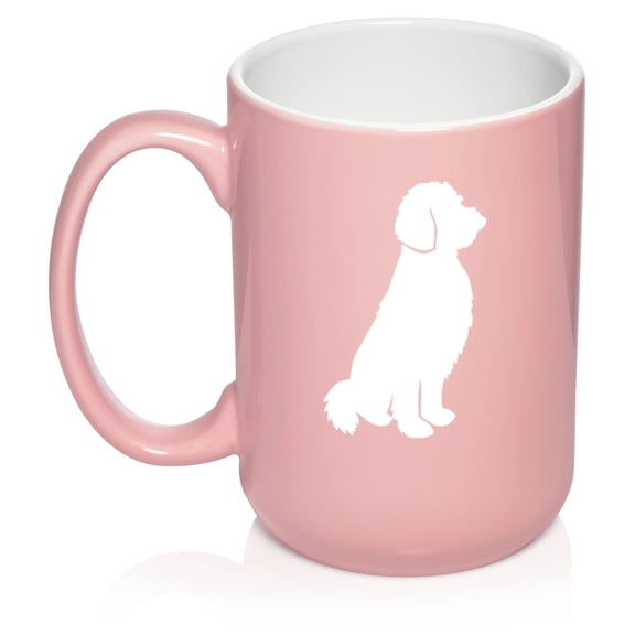 Goldendoodle Ceramic Coffee Mug Tea Cup Gift for Her, Him, Women, Men, Wife, Husband, Mom, Dad, Grandma, Family, Friend, Cute, Birthday, Housewarming, Anniversary, Puppy, Dog Lover (15oz Light Pink)