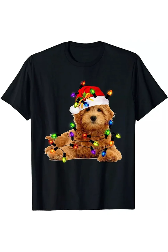Goldendoodle Christmas Holiday Figure Funny Dog Lover Pet Unisex T-Shirt, up to size 5XL