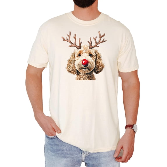 Goldendoodle Christmas Reindeer Unisex Shirt Doodle Dog Owner Festive Holiday Graphic Tee Ivory Shirt Adult Small